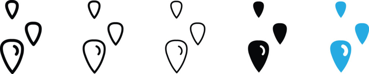 Raindrops icons vector pack.Water drop shape icon pack.