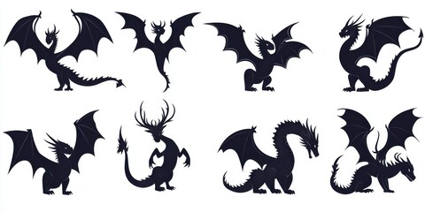 Dragon Silhouette Vector Graphics