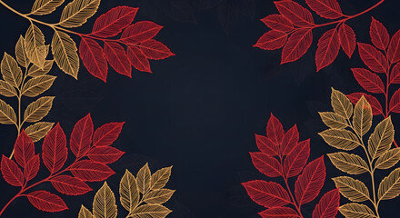Elegant Red and Gold Autumn Leaves Frame