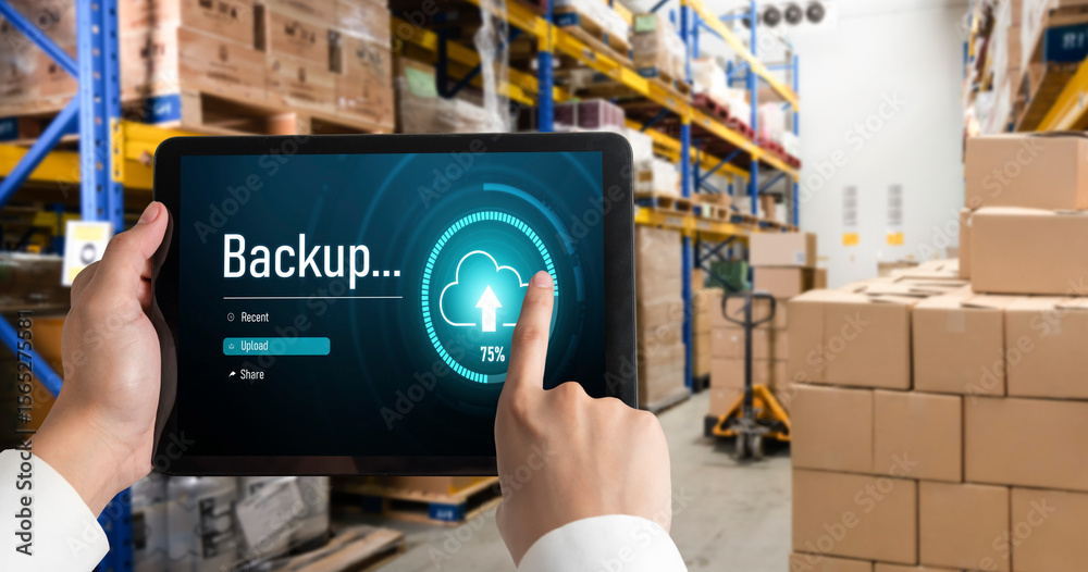 Poster backup storage data internet technology business concept. database storage cloud technology file dat