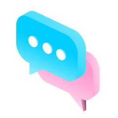 Fototapeta premium A vibrant 3D speech bubble icon on a white background, symbolizing communication and dialogue