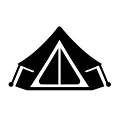 Minimalist Black SVG Silhouette of a Tent for Outdoor, Camping, and Adventure Design Projects