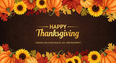 Thanksgiving Harvest: Sunflowers, Pumpkins, Autumn Leaves