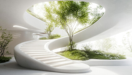 3d-printed architecture with flowing organic design and interior green garden