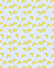 seamless lemon with flowers for wallpaper background. cute hand drawn for printable or wrapping