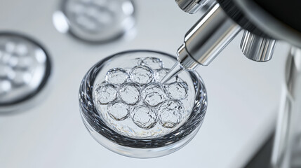 Microscope is being used to examine a small object