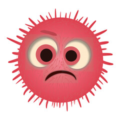 Bacteria, microbes, cute germs and viruses isolate cartoon vector character with pink cute face with crying expression