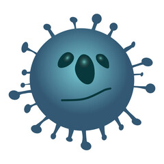 Bacteria, microbes, funny germs and viruses isolate cartoon vector character with blue funny face with flat expression