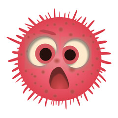 Bacteria, microbes, cute germs and viruses isolate cartoon vector character with pink cute face with surprised expression