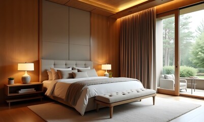 Modern Bedroom Interior Featuring a Bed
