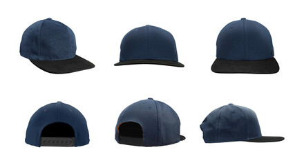 Set Blue Baseball cap on transparent background