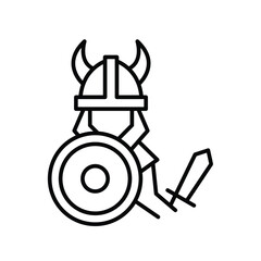 Viking Warrior with Shield icon. Simple Viking Warrior holding a shield and sword icon for social media, app, and web design. Vector illustration