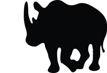 Rhinoceros Silhouette Vector Front View Wild Animal Clipart