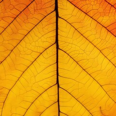 Obraz premium Macro photo of autumn red yellow elm leaf with natural texture as natural banner. Fall colors aesthetic background with yellow leaves texture close up with veins, autumnal foliage, Ai generate, 