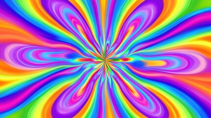 A vibrant, radiating abstract design with swirling colors.