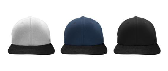 navy gray and black cap on transparent background
