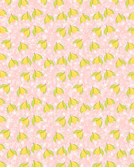 seamless lemon with flowers for wallpaper background. cute hand drawn for printable or wrapping