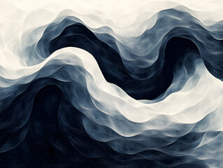 Abstract Ocean Waves: A mesmerizing abstract illustration of ocean waves, with swirling patterns and gradients of blue, capturing the fluid motion of water.
