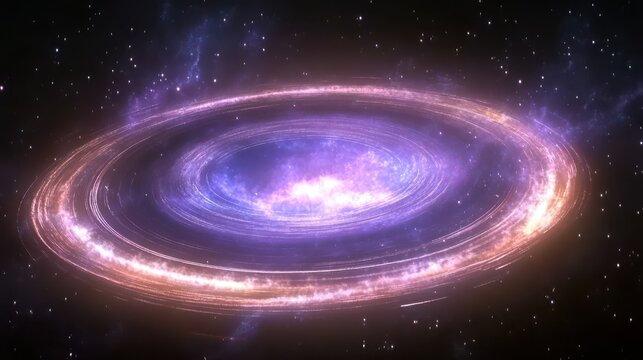 Colorful, ringed galaxy in deep space.