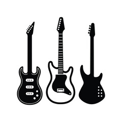 Naklejka premium Electric Guitars Three Classic Styles - Solid Body, Single Cut, and Double Cut