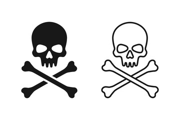 Crossbones and skull icons. Skull with crossbones vector icon set. Skull icon set. Vector illustration