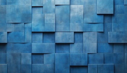 Retro Abstract Pattern On Blue Cement Wall For Wallpaper Or Graphic Design. Vintage Blank Plaster Texture With Dark Grunge Concrete For Printing Purposes.