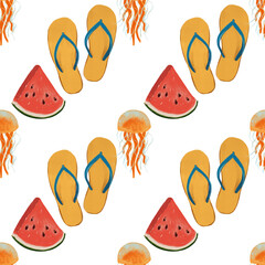 Fototapeta premium seamless pattern on the theme of beach, sea - illustrations for your design