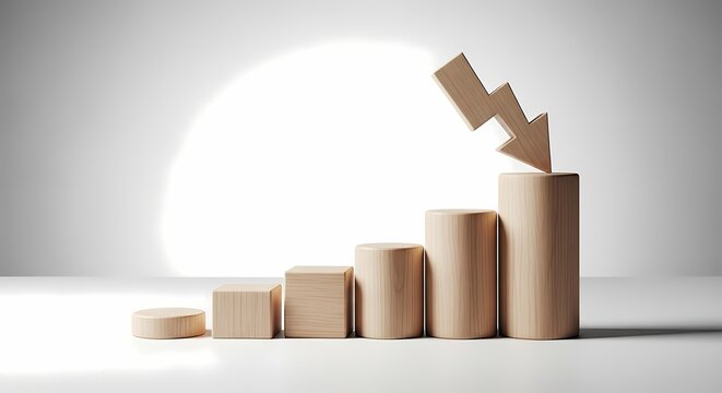 Recession Graph Downward Trend Wooden Illustration