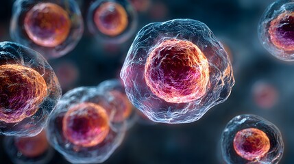 Microscopic View of Cells: Biological Research and Science Visualization