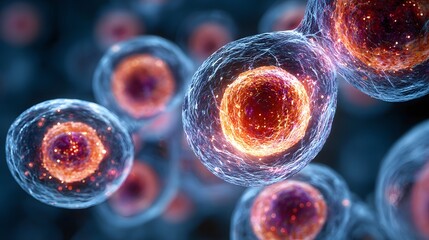 Glowing Cells: Microscopic View for Biology, Medicine, and Research