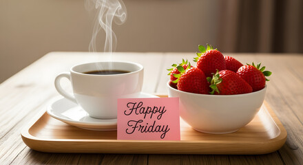 Happy Friday: Coffee, Strawberries & Good Vibes
