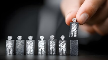 Recruitment Process: Hand Placing a Chosen Figure in a of Candidates