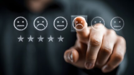 Negative Customer Experience: Hand Selecting Low Rating on Feedback Scale