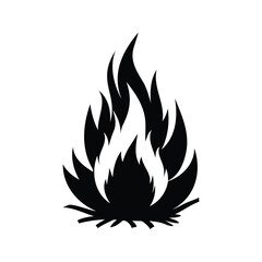 Stylized black and white illustration of fire with burning flames effect