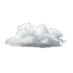 An isolated, ultra-photorealistic fluffy cloud with transparent and light grey wisps, floating weightlessly against a transparent studio background with ample copy space, sharp focus, versatile