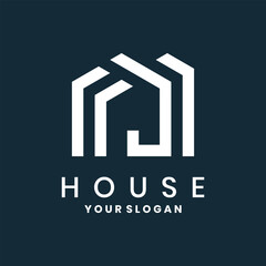 Real estate logo with abstract house lines geometric shapes