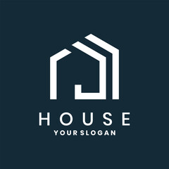 Modern house logo design with geometric lines