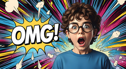 OMG! Surprised Kid in Comic Book Style