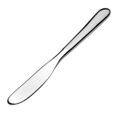 Fototapeta premium Stainless steel butter knife with smooth edge cutout isolated on transparent bg, png
