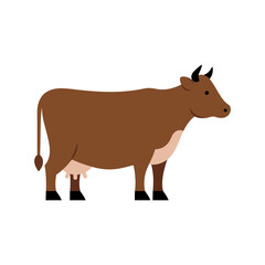 Brown Dairy Cow Vector Illustration Isolated on White