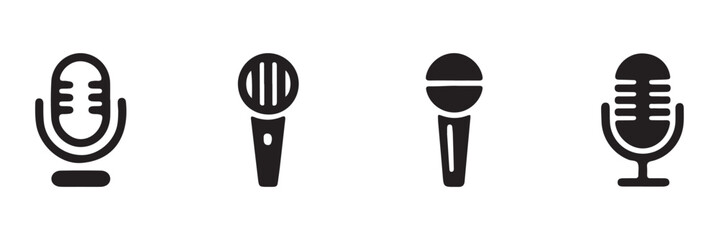 Microphone Icons set. variant microphone icon. Karaoke mic. Podcast microphone. Microphone icon set. Different microphone collection. Vector eps 10