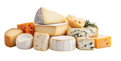 Assorted Cheeses on a Transparent Background