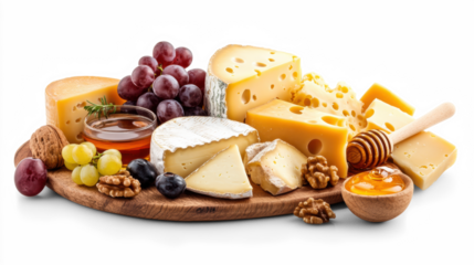 Cheese Platter with Fruit and Honey on Transparent Background