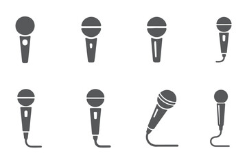 Microphone Icons set. variant microphone icon. Karaoke mic. Podcast microphone. Microphone icon set. Different microphone collection. Vector eps 10