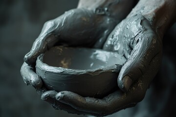 Hands cradling a freshly formed clay bowl, showcasing the artistry of pottery.