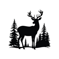 Elegant Deer Silhouette in a Forest, a Timeless Symbol of Nature