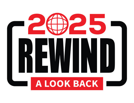 2025 year rewind isolated on black background. Creative design. 2025 A look back 
