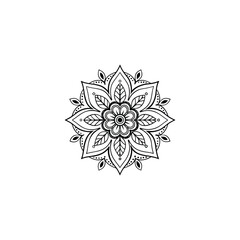 Circular pattern in the form of a mandala. Henna tatoo mandala. Mehndi style. Decorative pattern in oriental style. Coloring book page.