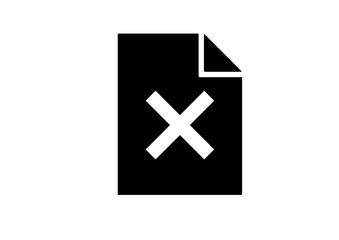 Essential Cancelled Document Icon: Modern Black and White Graphic for Error, Deletion, or Unavailable Files