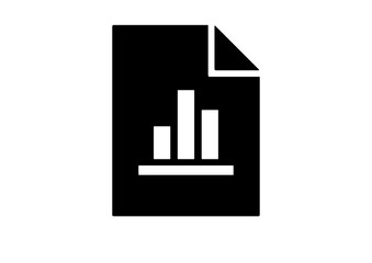 Dynamic Bar Chart Document Icon: High-Quality Black and White Graphic for Data Analysis, Statistics, and Financial Reports